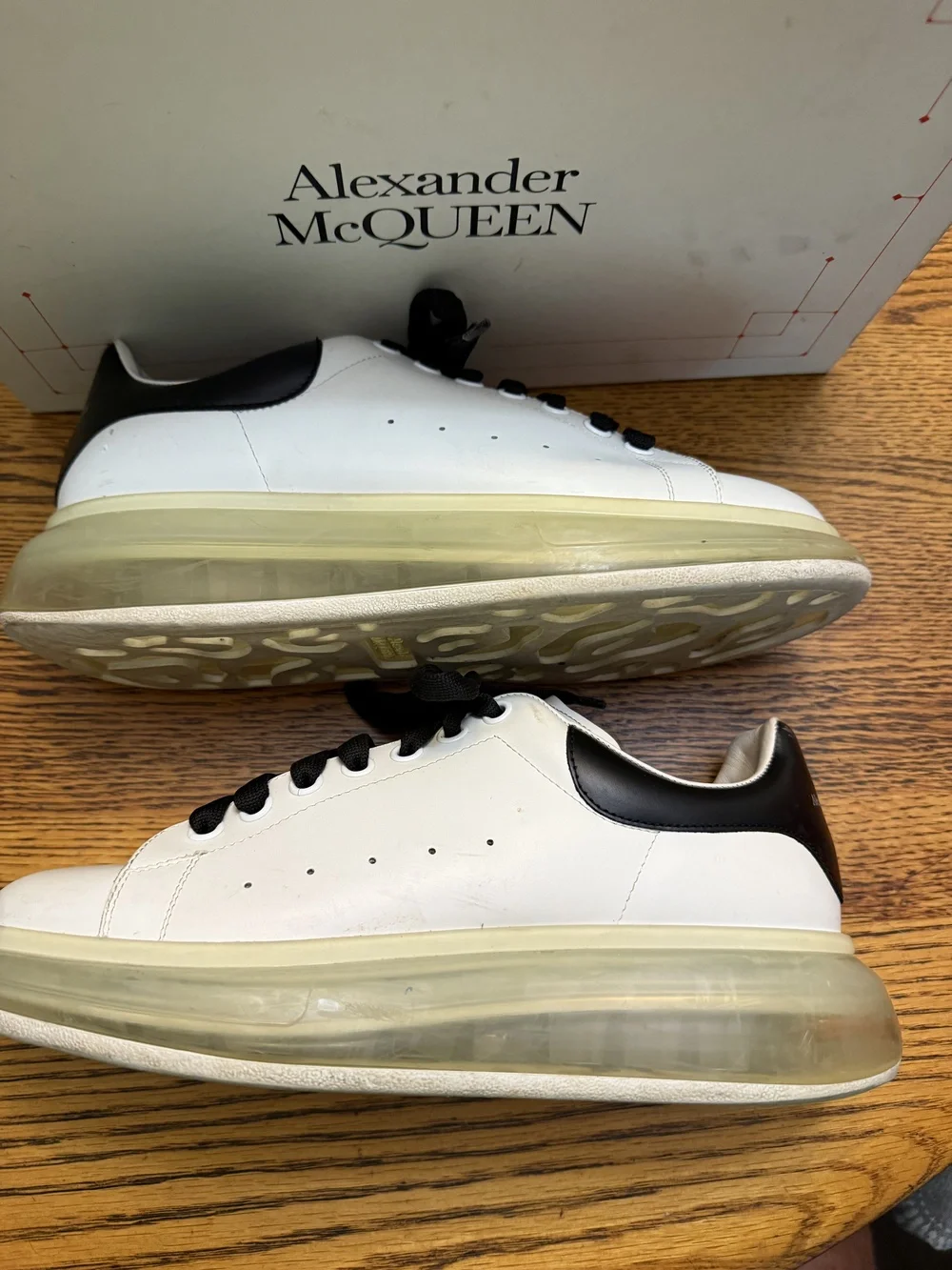 Alexander McQueen Shoes Mens Size 10 Leather Clear Sole 543312 Sneakers